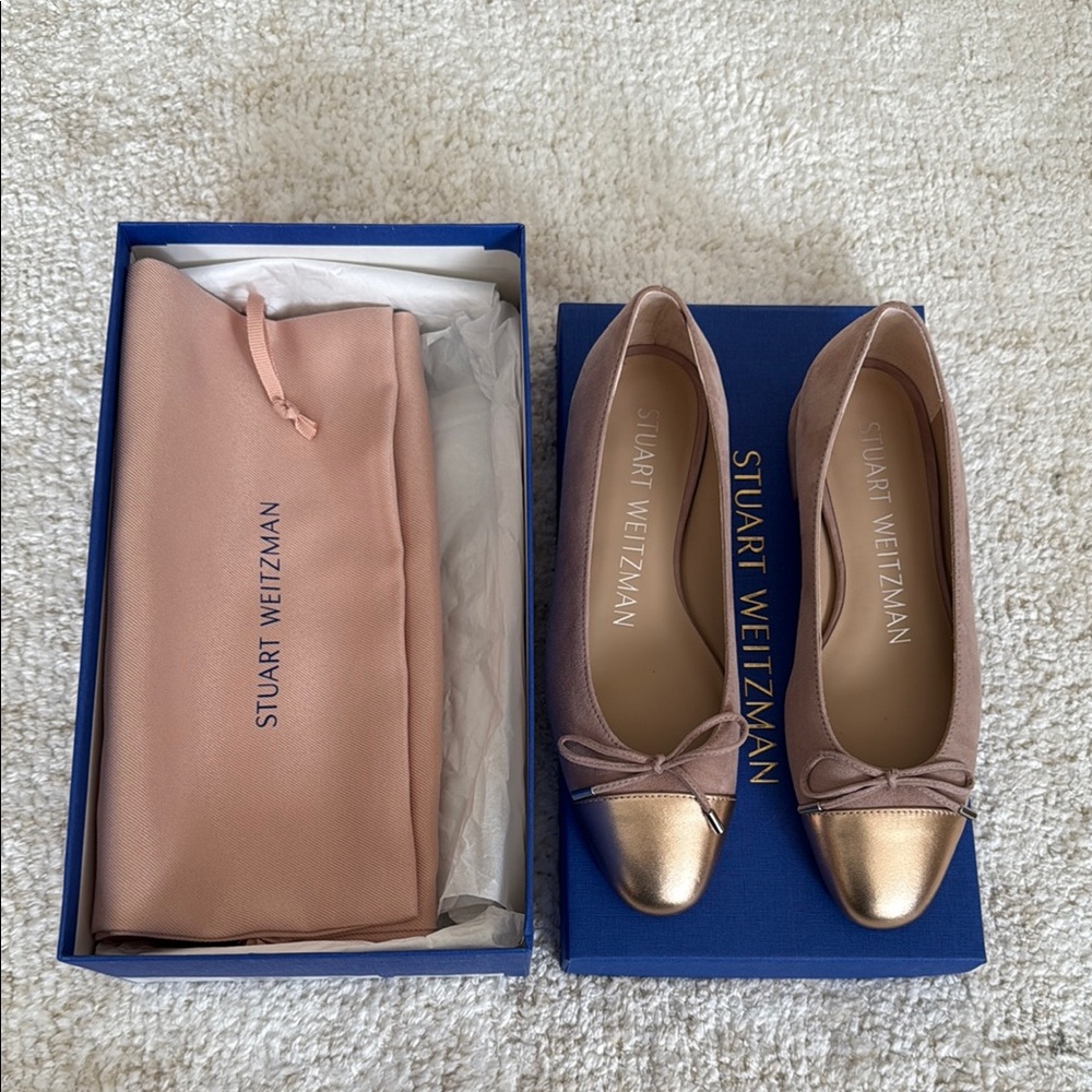 Stuart Weitzman Women's Rose Gold Suede Flats